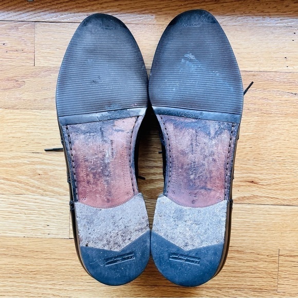 Salvatore Ferragamo Men's Oxfords 12B Black Leather Brogues Lace Up Vibram Soles - Picture 7 of 10